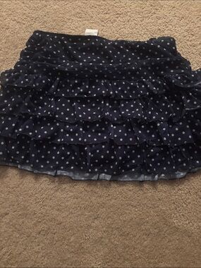 SHEIN Navy and White Polka Dot Ruffle Mini Skirt